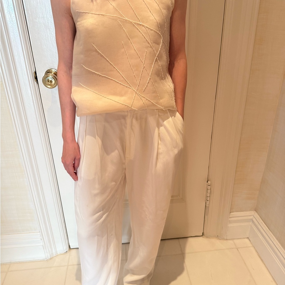 Donna Karan Cream Wide Leg Pants